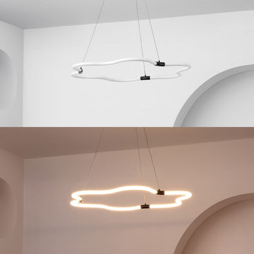 Nuvola 31.5" Contemporary Minimalist Metal/Acrylic Adjustable Dimmable Cloud Integrated LED Chandelier - JONATHAN Y